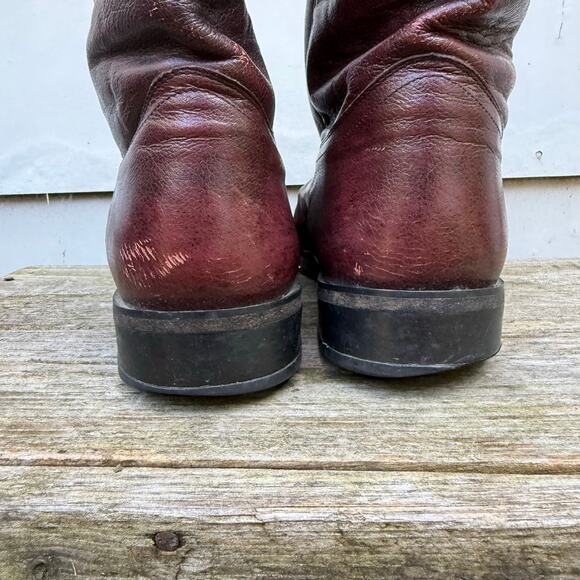 Vintage Dan Post Ruddy Brown Roper Pull On Cowboy Western Leather Boots 11D - Picture 7 of 7